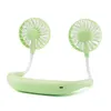 Portable USB Fan Rechargeable Neckband Lazy Neck Dual Cooling Mini sport 360 degree rotating hanging