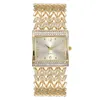 Drop Selling Square Armbandsur för Kvinnor Rostfritt Stål Guld Kvinna Diamond Watch 210616