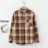 Frauen Tops und Blusen Kariertes Hemd Baumwolle Verdickung Samt Oversize Kleidung Jacke Shirts Langarm frauen Herbst 211014