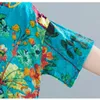 Johnature Women Summer Dress Korean Simple Loose Print Pockets O-neck High Waist Mid-calf Length Casual Floral Dress 210521