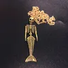 Retro Tarzı Kol Ayarlanabilir Mermaid İskelet Kolye Punk Kolye Charms Takı Asılı Dekorasyon Cadılar Bayramı Partisi için