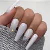 False Nails 24st Rhinestone Ballerina Artificial Coffin Fake Full Cover Nail Art Tips med lim Akryl Accessory1493775