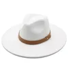 9.5cm Stor Brim Fedora Hat Kvinnor Män Jazz Panama Cap Woman Man Top Hats och Caps Ladies Trilby Chapeau Vår Höst Vinter Partihandel 2022 14Colors