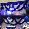 Party Decoration 3*6M White Ice Silk Wedding Backdrops With Royal Blue Swag Stage Background Drape And Curtain