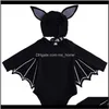 Tute e tutine Abbigliamento Bambino Maternità Drop Delivery 2021 Bambino Halloween Tuta Cartoon Pipistrello Triangolo in pizzo Pagliaccetti Monopetto Bambini Clo