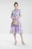 Women's Runway Dresses Turn Down Collar Half Sleeves Printed Patchwork Fashion Casual Autumn Dress