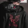 Cool Fashion Casual Goth Goat Demon Bat Broderie Pollover Black Sweat style heavy metal hoodies sudadera Punk polaire 210720