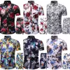 Mode Hawaiian Set Männer Blumen Drucken Kurzarm Taste Hemd Strand Shorts Sets Casual Sommer Streetwear Männlichen Anzug 2 Stück x0610