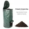 Sacco per compost pieghevole da giardino con coperchio Raccoglitore di rifiuti di fermento organico ambientale Sacchi di rifiuti Composter 210615