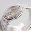 Męskie zegarek pełne diamentowe zegarki w pełni automatyczne mechaniczne zegarki ze stali nierdzewnej pasek szafirowy Wodoodporny montre de lukse