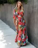 Women Boho Summer Dress Holiday Maxi Loose Sundress Floral Print Long Sleeve Elegante Cocktail Party Dresses vestido de mujer 210520