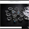 Gioielli di moda Argento antico Knuckle Ring Corona Cuore Elefante Tartaruga Impilabile Midi 13Pcsset S291 Jusdz Band Isw0Y