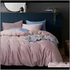 Ensembles Fournitures Textiles Maison Jardin Drop Delivery 2021 60S Égyptien Solide Couleur Literie Soyeux Doux Pur Coton Couette Er Ensemble Drap De Lit Oreiller