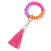 Keychain Tassel Bead String Chain Party Favor Food Grade Silikon Beads Armband Kvinnor Tjej Key Ring Wrist Rem Armband Nyckelringar Yl614