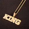 High Quality Gold Plated Ice Out Bling CZ Diamond Letter Custom Name Necklace for Women Men with Free 24inch Rope Chain