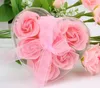 Düğün iyilikleri 6pcs bir kutu yüksek kaliteli karışım renkleri kalp şekilli gül sabunu çiçek romantik banyo sabun sevgilinin hediyesi