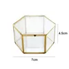 Vintage Hexagon Transparent Wedding Party Ring Box Metal Frame Glass Gift Box With Cover Surprise Explosion Box For Girlfriend 210402