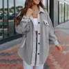 Kvinnans jackor Kvinnor 2022 Kvinnor Autumn Winter Fashion Flannel Borsted Coat Loose Long Sleeve Casual Ladies Solid Lapel Jacket #T2G