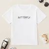 T-shirt à imprimé lettre papillon pour fille d'été 210528