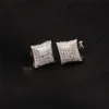 Hip Hop Iced Out 925 Sterling Silver Stud Earrings For Women Micro-Inlaid Zircon Studs Earring Bridal Diamond Jewelry Gift254t