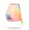 Lady Scrunch Booty Short Tie-dyed Fitness Workout Donna Elastic Jaquard Textured Bubble Pantaloncini per contagocce Vendite Taglie forti