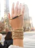 Beaded Strands CHIAO 2021 Trendy 6 Pieces Multi Layers Layering Stacked Pearl Gold Ball Beaded Bracelets Set240A