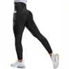 Jianweili Push up Leggings Femme Côté Poches Fitness Anti Cellulite Femme Gym Pantalon Extensible respirant 211108