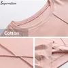 T Shirts Female Soft Cotton Casual Women Tops Summer T-Shirt Elastic Short Sleeve undershirt Ladies Tshirt harajuku 210720