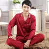 Men's Sleepwear Pajamas Style Korean-Style Men And Women-Silk Casual Tracksuit Summer Long Sleeve Imitated Silk Fabric Couples Suit Home Wea