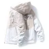 FGKKS秋のブランド男性フード付きジャケットファッションヒップホップジッパーコートハイストリートパッチワークルーズカジュアル男性販売211217