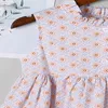 Filles d'été robe sans manches style de vacances enfants vêtements coton impression florale anniversaire enfants princesse 210515