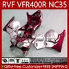 Carrosserie pour HONDA RVF VFR 400 RVF400 R 400RR VFR 400R VFR400R 94 95 96 1997 Rouge foncé 1998 80No.88 NC35 V4 VFR400 R 94-98 RVF400R VFR400RR 1994 1995 1996 97 98 Carénage