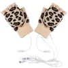 Favore di partito Guanti USB caldi per adulti in lana Guanti da uomo e da donna autunno e inverno con dita leopardate T2I53092