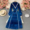 Casual Dresses Dress Women Temperament Stand Krage Velvet Vintage Vår / Höst Elegant Färg Matchande Comfort Vestidos