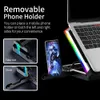 Gaming RGB Cooler 12-18 pulgadas Seis ventiladores Pantalla LCD Laptop Cooling Pad Soporte ajustable para notebook Dos puertos USB