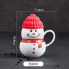 Mugs 9 Kinds Of Creative Ceramic Coffee Mug Christmas Cartoon Snowman Water Cup With Lid Home Bottle Year 2022 Gifts2585