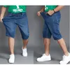 Jeans masculinos shorts de verão homens mais tamanho 48 46 44 cintura alta elástica fina fina de jea