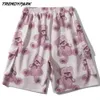 Short pour hommes Streetwear Summer Hip Hop Oversize Bears Imprimer Poches Soft Polyester Harajuku Sweatpant Cordons Casual Shorts 210714