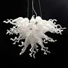 Contemporary Pendant Lamps Frosted White Color 28 by 20 Inches Church Wedding Decorative Hand Blown Glass Kitchen Chandelier LED Lighting