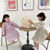 Spring Arrival Girls Girls Długim Rękawem Sukienka Kids Koreański Projekt z Hairpin 210528