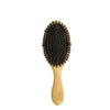 Ensemble de brosses à cheveux 100 % poils de sanglier, masseur de tête, poils naturels doux pour cheveux fins et fins. Restaure la brillance et la texture. Peigne en hêtre