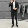 Hochzeitsanzüge für Männer Gestreift Business Casual Slim Anzug Mode Bräutigam Smoking 2 Stück Set Blazer Hosen Soziale Bürokleidung 210527