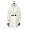 Kvinnor Winter Coat Hooded White Fur Jacket Mode Loose Long Faux Coats Varm Imitation Overcoat Höst 210524