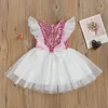 6M-6Y Princesse Enfant Kid Girl Party Robe Perle Tulle Sequin Tutu Robes pour enfants Costumes de mariage d'anniversaire 210515