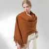 100% riktiga halsduk kvinnor varma sjalar och omslag för damer stal femme fasta varps vinter cashmere ull halsdukar lyx pashmina