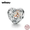 WOSTU 925 SSterling Silver Family Heart Coffee Charms Bead for Original Bracelets Necklace DIY Jewelry Ship To Poland