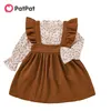 Arrivo Primavera e Autunno 2 pezzi Baby Toddler Girl Ruffled Top Strap Skirt Set Abbigliamento per bambini 210528