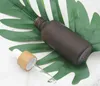 Gift Wrap 15ml 30ml 50ml Frosted Amber White Glass Dropper Bottle With Bamboo Cap 1oz Essential Oil