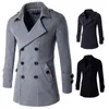 Herrullblandningar Brittisk stil Dubbelbröst Trench Top Coat Mens Long Coat Masculino Male Clothing Classic Drop Overcoat