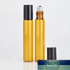 Groothandel 10 ml roll op draagbare amber glas navulbare parfumfles lege essentiële olieverhaal met plastic dop